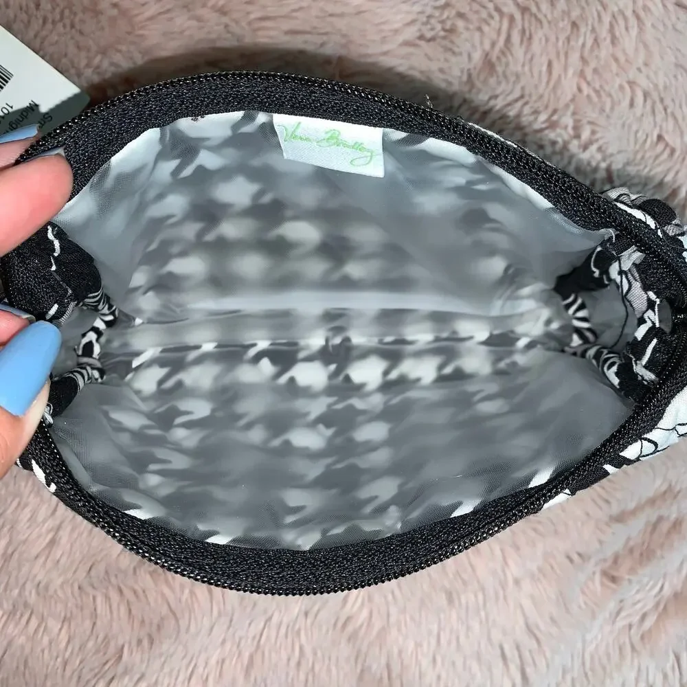 NWT Vera Bradley Midnight Paisley Black / White Small Travel Cosmetic Bag